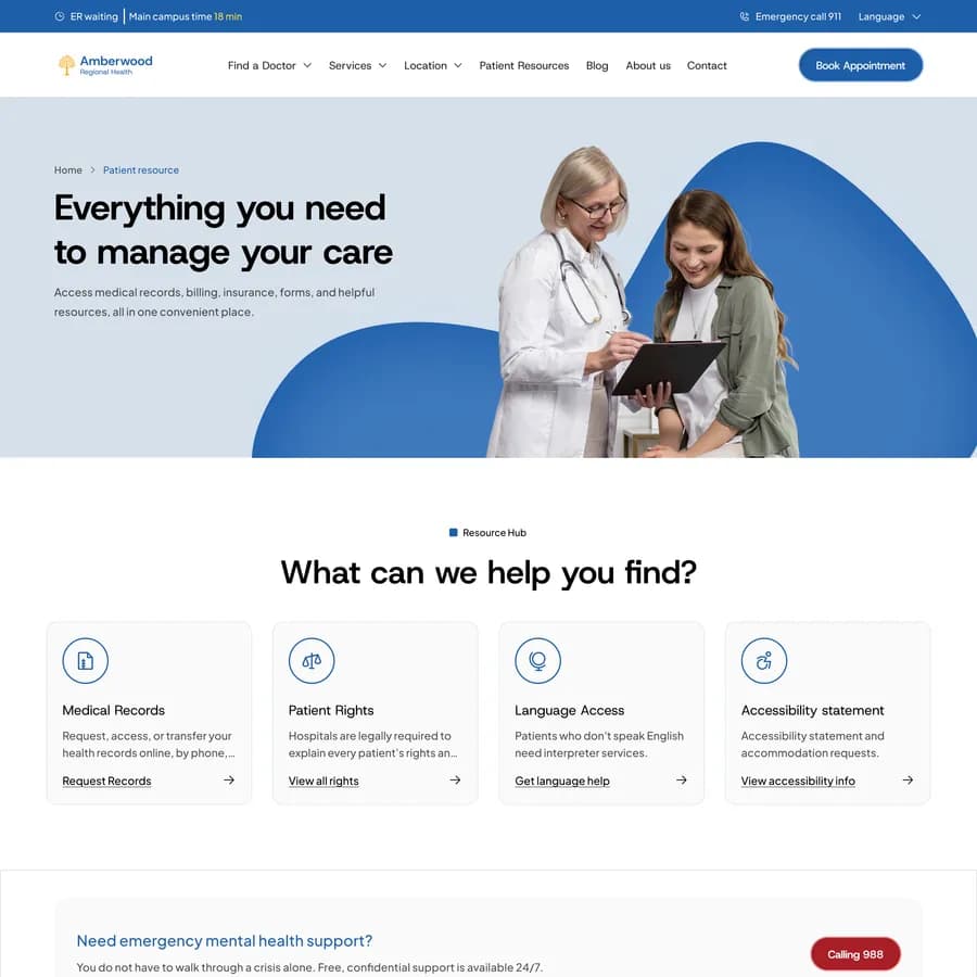 Amberwood Regional Health patient resources hub - Medical records, patient rights, language access and accessibility services