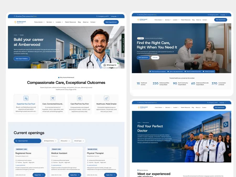 Amberwood Regional Health careers page - Build your career at Amberwood with current openings, homepage hero and doctor team