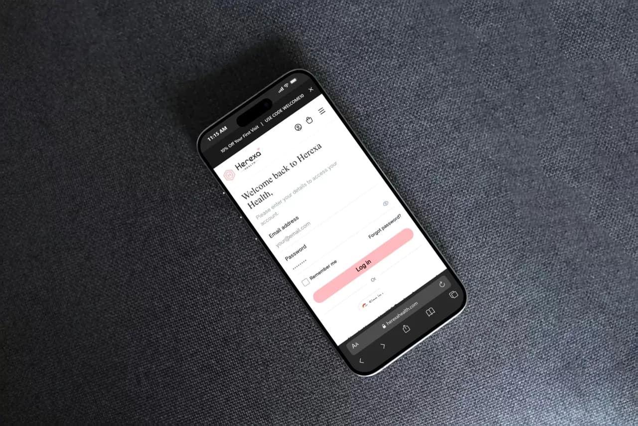 Herexa Health mobile responsive design - Access virtual care appointments on iPhone and mobile devices