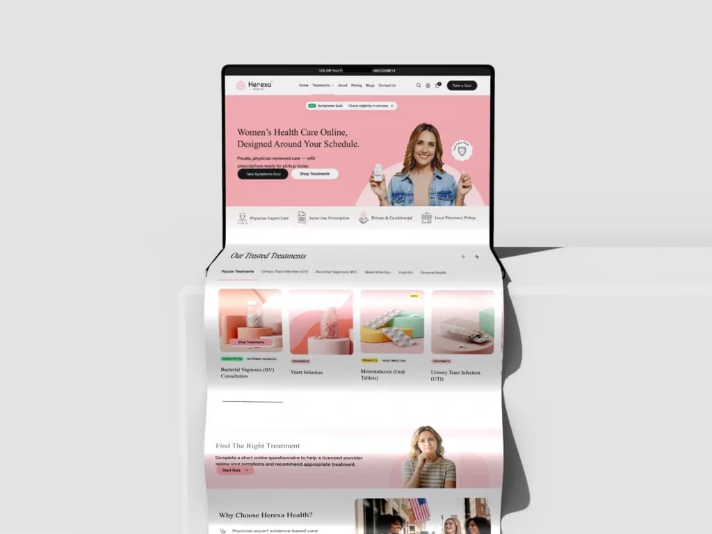 Herexa Health services overview - Comprehensive women's health telehealth treatments and care options