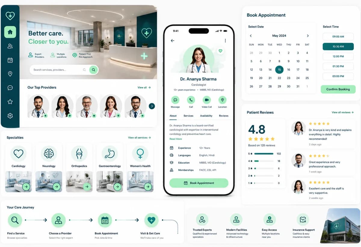 Multi-provider specialty clinics - Healthcare Industry Website Features