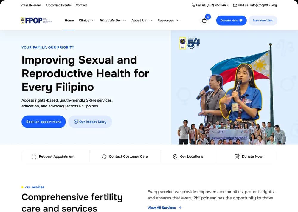 Foreground healthcare platform mockup – IPPF Global Network homepage view