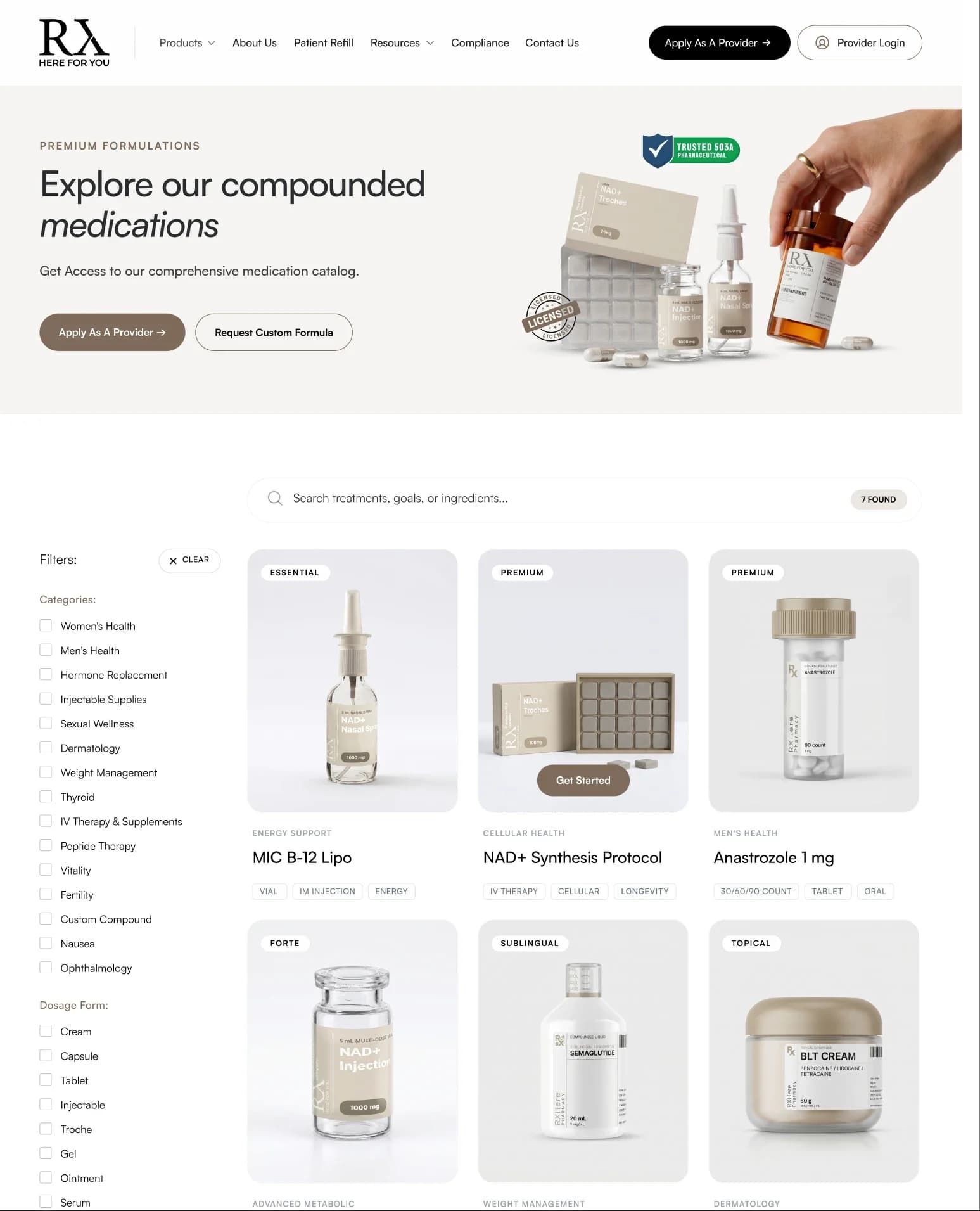 Building a Compounding Pharmacy Platform with e-Prescribing and 50-State Order Management Left View